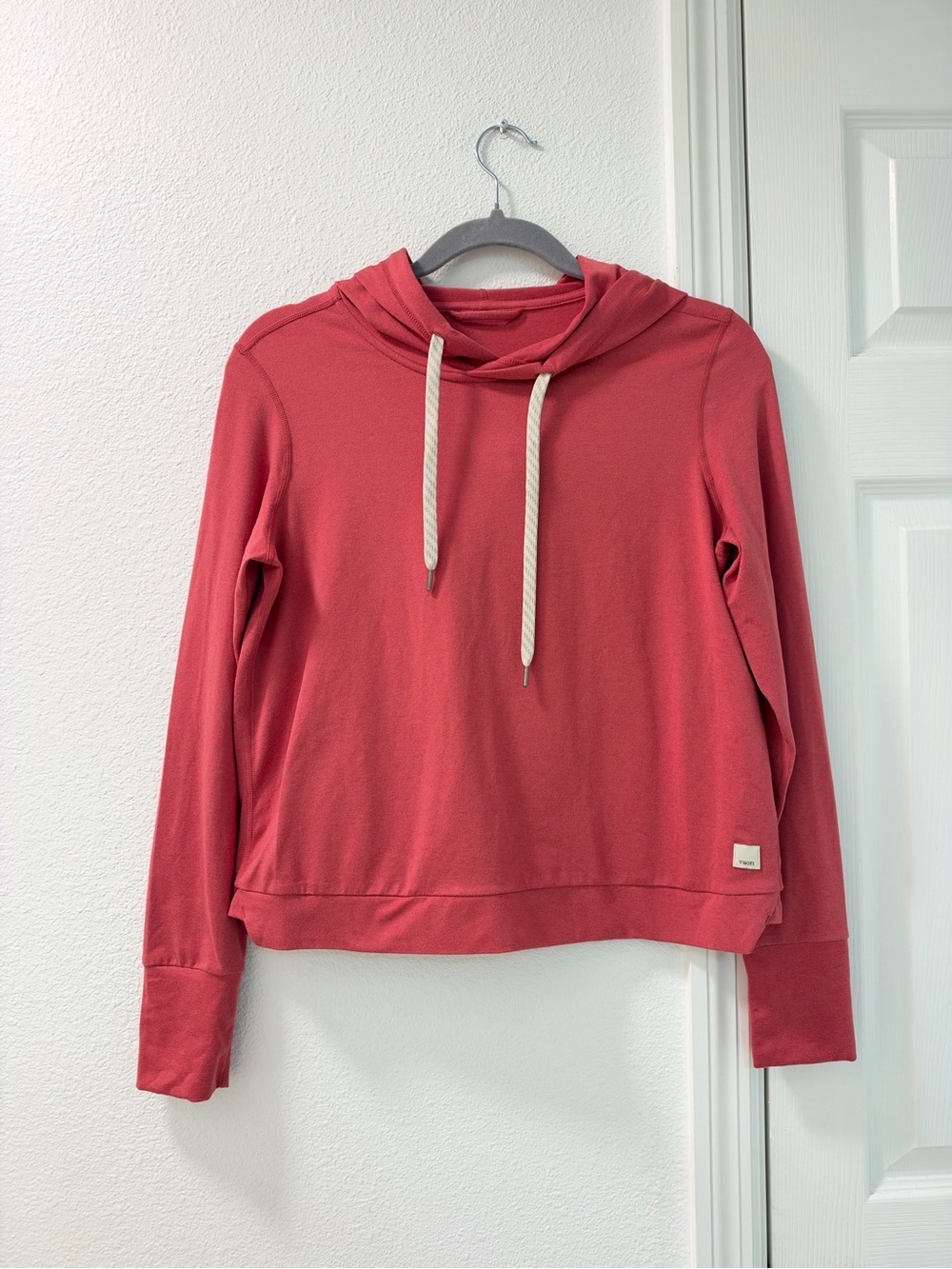 Vuori Women's Halo Essential Lightweight Hoodie in red size XS